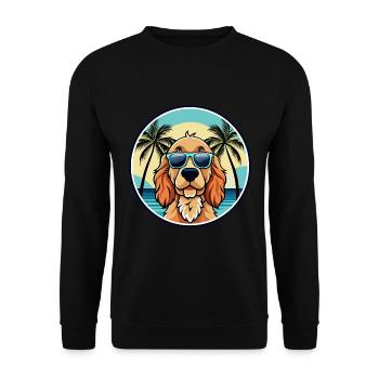Englischer Cocker Spaniel Hunderasse Cartoon Beach - Unisex Pullover - Schwarz - Vorne - Alina (178cm) & Michal (187cm)
