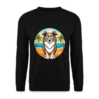 English Shepherd Dog Breed Cartoon Sunglass Beach - Unisex Sweatshirt - black - Front - Alina (178cm) & Michal (187cm)