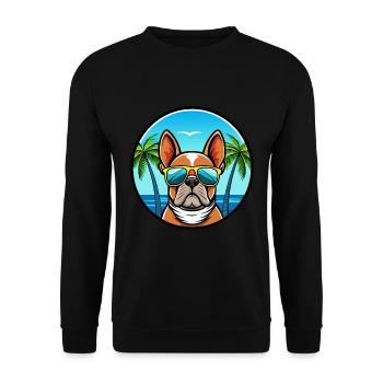 French Bulldog Breed Cartoon Sunglasses Beach - Unisex Sweatshirt - black - Front - Alina (178cm) & Michal (187cm)
