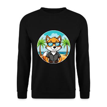 English Foxhound Dog Breed Cartoon Sunglass Beach - Unisex Sweatshirt - black - Front - Alina (178cm) & Michal (187cm)