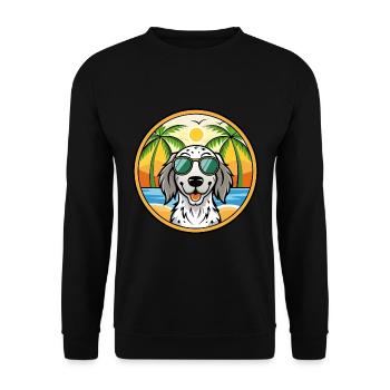 English Setter Dog Breed Cartoon Sunglasses Beach - Unisex Sweatshirt - black - Front - Alina (178cm) & Michal (187cm)