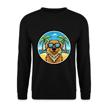 Friesische Wasserhundrasse Cartoon Sonnenbrille Strand - Unisex Pullover - Schwarz - Vorne - Alina (178cm) & Michal (187cm)