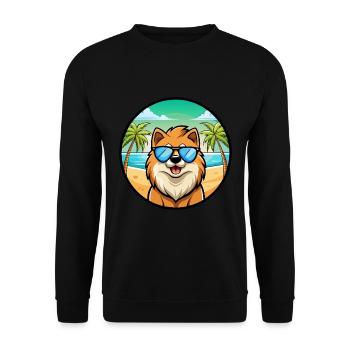Eurasier Dog Breed Cartoon Sunglasses Beach - Unisex Sweatshirt - black - Front - Alina (178cm) & Michal (187cm)