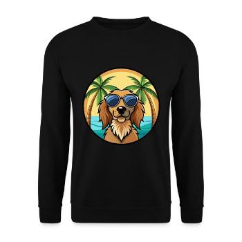 Field Spaniel Hund Rasse Cartoon Sonnenbrille Strand - Unisex Pullover - Schwarz - Vorne - Alina (178cm) & Michal (187cm)