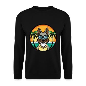 Georgischer Schäferhund Hunderasse Cartoon Sonnenbrille Strand - Unisex Pullover - Schwarz - Vorne - Alina (178cm) & Michal (187cm)