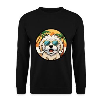Havenese Chien Race Dessin Animé Lunettes De Soleil Plage - Sweat-shirt Unisexe - noir - Devant - Alina (178cm) & Michal (187cm)