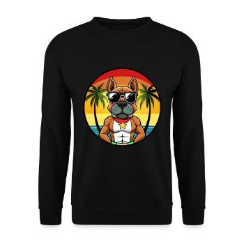 Deutscher Boxer Hund Rasse Cartoon Sonnenbrille Strand - Unisex Pullover - Schwarz - Vorne - Alina (178cm) & Michal (187cm)