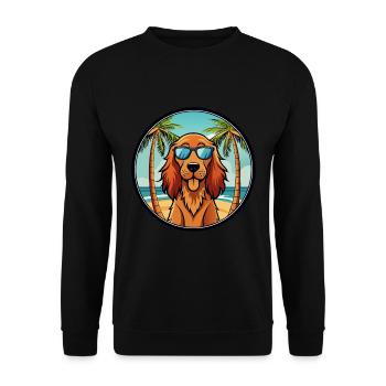 Irish Setter Dog Breed Cartoon Sunglasses Beach - Unisex Sweatshirt - black - Front - Alina (178cm) & Michal (187cm)