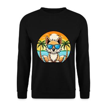 Indian Spitz Dog Breed Cartoon Sunglasses Beach - Unisex Sweatshirt - black - Front - Alina (178cm) & Michal (187cm)