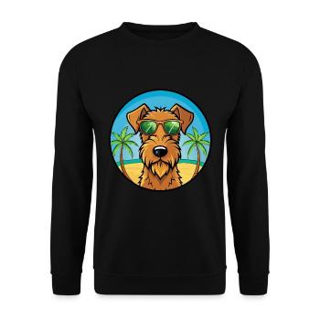 Irish Terrier Dog Breed Cartoon Sunglasses Beach - Unisex Sweatshirt - black - Front - Alina (178cm) & Michal (187cm)