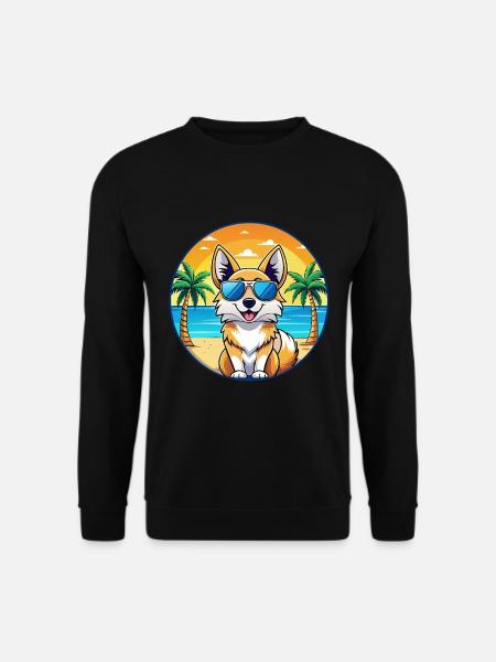 Isländischer Schäferhund Rasse Cartoon Sonnenbrille Strand - Unisex Pullover - Schwarz