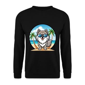 Keeshond Dog Breed Cartoon Sunglasses Beach - Unisex Sweatshirt - black - Front - Alina (178cm) & Michal (187cm)