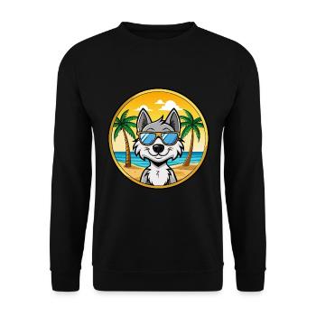 Kunming Wolfdog Rasse Cartoon Sonnenbrille Strand - Unisex Pullover - Schwarz - Vorne - Alina (178cm) & Michal (187cm)