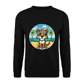 Léopard Chien Race Chien Dessin Animé Lunettes De Soleil Plage - Sweat-shirt Unisexe - noir - Devant - Alina (178cm) & Michal (187cm)