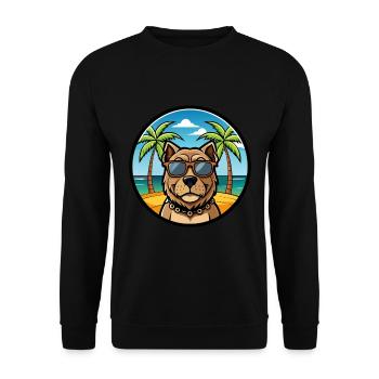 Mallorca Mastiff Dog Breed Cartoon Sunglass Beach - Unisex Sweatshirt - black - Front - Alina (178cm) & Michal (187cm)