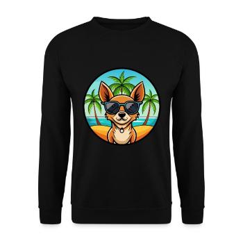 Miniatur Pinscher Hund Rasse Cartoon Sonnenbrille - Unisex Pullover - Schwarz - Vorne - Alina (178cm) & Michal (187cm)