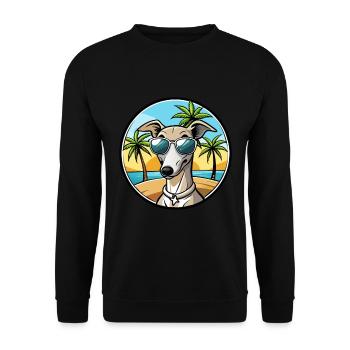 Lévrier italien race chien dessin animé lunettes de soleil plage - Sweat-shirt Unisexe - noir - Devant - Alina (178cm) & Michal (187cm)