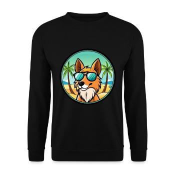 Mudi Hunderasse Cartoon Sonnenbrille Strand - Unisex Pullover - Schwarz - Vorne - Alina (178cm) & Michal (187cm)