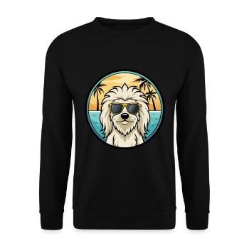 Komondor Chien Race Dessin Animé Lunettes de Soleil Plage - Sweat-shirt Unisexe - noir - Devant - Alina (178cm) & Michal (187cm)