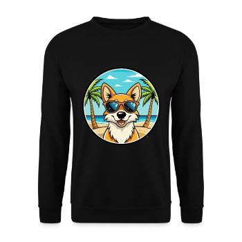 Neuguinea Singende Hunderasse Cartoon Sonnenbrille - Unisex Pullover - Schwarz - Vorne - Alina (178cm) & Michal (187cm)