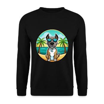 Deutsche Dogge Hunderasse Cartoon Sonnenbrille Strand - Unisex Pullover - Schwarz - Vorne - Alina (178cm) & Michal (187cm)