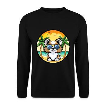 Japonais Chin Chien Race Dessin Animé Lunettes De Soleil Plage - Sweat-shirt Unisexe - noir - Devant - Alina (178cm) & Michal (187cm)