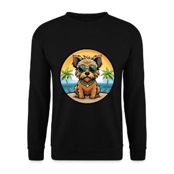 Norfolk Terrier Dog Breed Cartoon Sunglasses Beach - Unisex Sweatshirt - black - Front - Alina (178cm) & Michal (187cm)