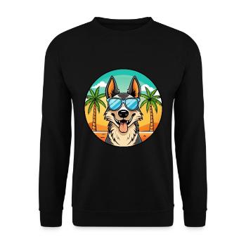 North American Shepherd Dog Breed Cartoon Beach - Unisex Sweatshirt - black - Front - Alina (178cm) & Michal (187cm)