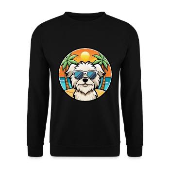 Maltese Dog Breed Cartoon Sunglasses Beach - Unisex Sweatshirt - black - Front - Alina (178cm) & Michal (187cm)