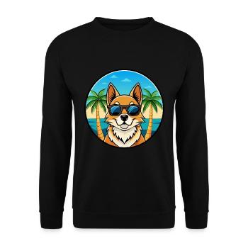 Nordic Spitz Dog Breed Cartoon Sunglasses Beach - Unisex Sweatshirt - black - Front - Alina (178cm) & Michal (187cm)