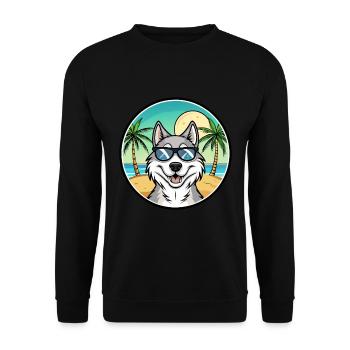 Northern Inuit Dog Breed Cartoon Sunglasses Beach - Unisex Sweatshirt - black - Front - Alina (178cm) & Michal (187cm)