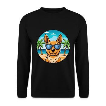 Lancashire Heeler Dog Breed Cartoon Sunglass Beach - Unisex Sweatshirt - black - Front - Alina (178cm) & Michal (187cm)