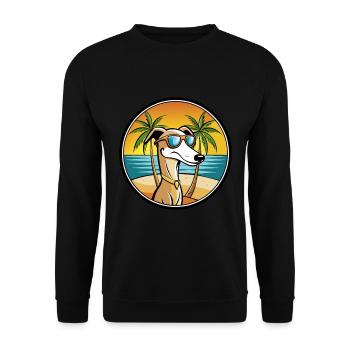 Old Croatian Sighthound Dog Breed Cartoon Beach - Unisex Sweatshirt - black - Front - Alina (178cm) & Michal (187cm)