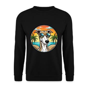 Lévrier polonais race chien dessin animé lunettes de soleil plage - Sweat-shirt Unisexe - noir - Devant - Alina (178cm) & Michal (187cm)