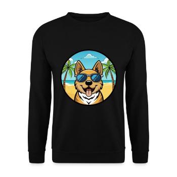 Plage de dessin animé de race de chien Ovcharka de Russie du Sud - Sweat-shirt Unisexe - noir - Devant - Alina (178cm) & Michal (187cm)