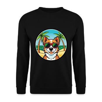 Portugiesisch Podengo Pequeno Hunderasse Cartoon Strand - Unisex Pullover - Schwarz - Vorne - Alina (178cm) & Michal (187cm)