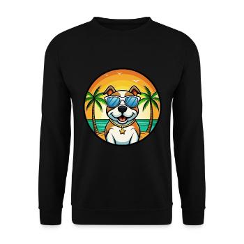 Pitbull Hund Rasse Cartoon Sonnenbrille Strand - Unisex Pullover - Schwarz - Vorne - Alina (178cm) & Michal (187cm)