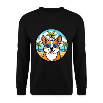 Pembroke Welsh Corgi Dog Breed Cartoon Sunglasses - Unisex Sweatshirt - black - Front - Alina (178cm) & Michal (187cm)