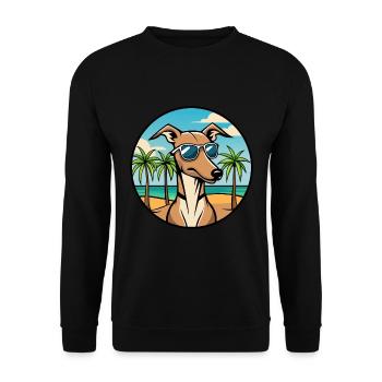 Rampur Windhund Hunderasse Cartoon Sonnenbrille Strand - Unisex Pullover - Schwarz - Vorne - Alina (178cm) & Michal (187cm)