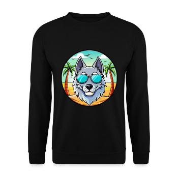 Chien-loup russe race de chien dessin animé lunettes de soleil plage - Sweat-shirt Unisexe - noir - Devant - Alina (178cm) & Michal (187cm)