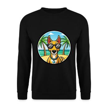 Arlequin russe Chien de race de chien dessin animé plage - Sweat-shirt Unisexe - noir - Devant - Alina (178cm) & Michal (187cm)