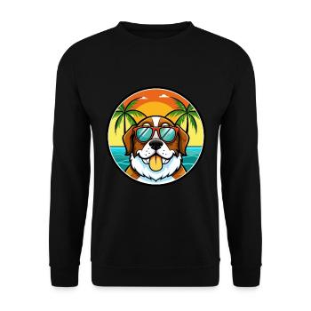 Bernhardiner Hunderasse Cartoon Sonnenbrille Strand - Unisex Pullover - Schwarz - Vorne - Alina (178cm) & Michal (187cm)