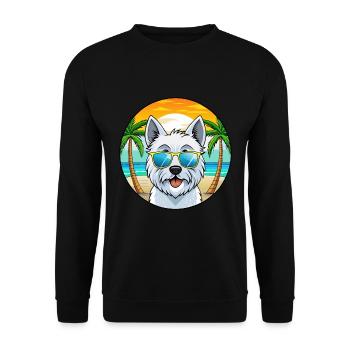 West Highland Terrier Dog Breed Cartoon Sunglasses - Unisex Sweatshirt - black - Front - Alina (178cm) & Michal (187cm)