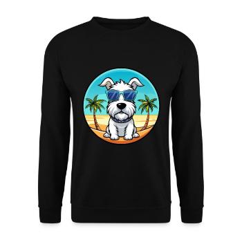 Sealyham Terrier Dog Breed Cartoon Sunglass Beach - Unisex Sweatshirt - black - Front - Alina (178cm) & Michal (187cm)