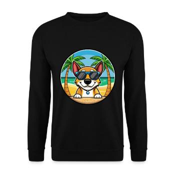Chien de chasse tricolore serbe race de dessin animé plage - Sweat-shirt Unisexe - noir - Devant - Alina (178cm) & Michal (187cm)