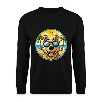 Sapsali Dog Breed Cartoon Sunglasses Beach - Unisex Sweatshirt - black - Front - Alina (178cm) & Michal (187cm)