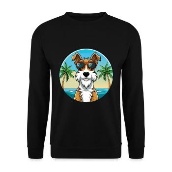 Draht Foxterrier Hunderasse Cartoon Sonnenbrille Strand - Unisex Pullover - Schwarz - Vorne - Alina (178cm) & Michal (187cm)