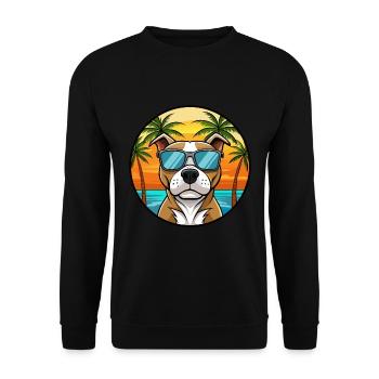 Staffordshire Bull Terrier Dog Breed Cartoon Beach - Unisex Sweatshirt - black - Front - Alina (178cm) & Michal (187cm)