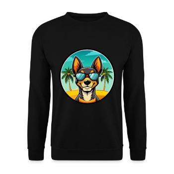 Spielzeug Manchester Terrier Hunderasse Cartoon Strand - Unisex Pullover - Schwarz - Vorne - Alina (178cm) & Michal (187cm)