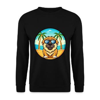 Tibetische Dogge Hunderasse Cartoon Sonnenbrille Strand - Unisex Pullover - Schwarz - Vorne - Alina (178cm) & Michal (187cm)